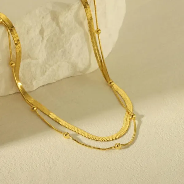Gold_Stainless_Steel_Double_Layer_Pendant_Necklace_For_Women