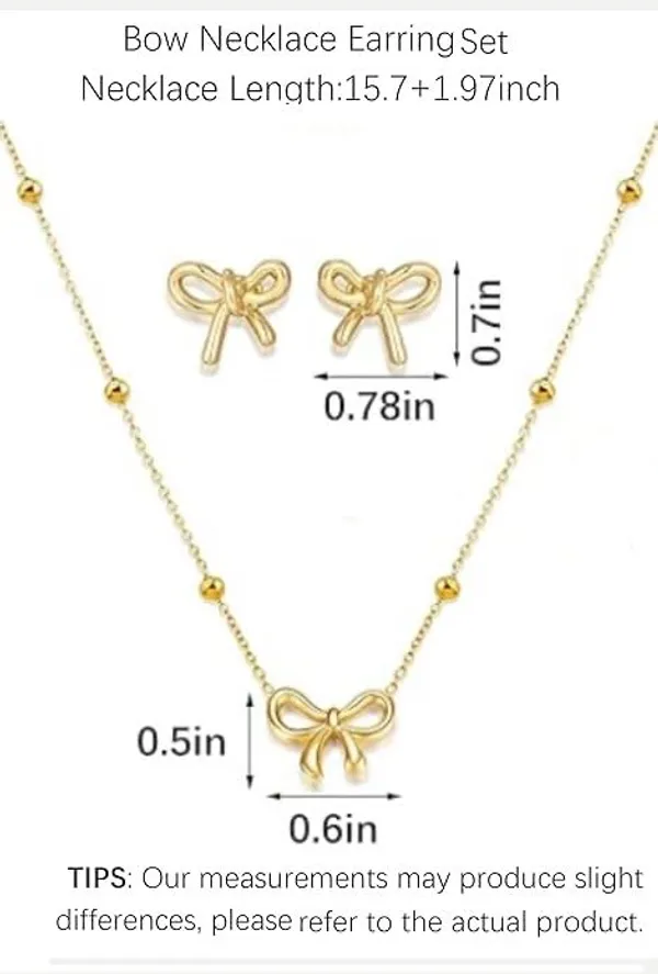 Gold_Stainless_Steel_Bow_Pendant_Necklace_Earrings_Set_For_Women_Pack_Of_2