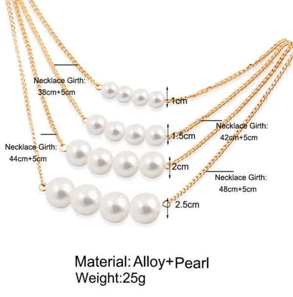White_Alloy_Multi_Strand_Pearl_Choker_Necklace_Set_For_Women