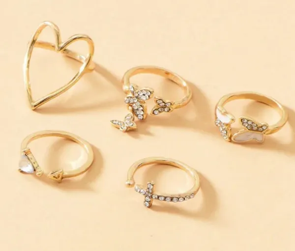 Gold_Alloy_Butterfly_Heart_Stackable_Adjustable_Ring_Set_For_Women_Pack_Of_5