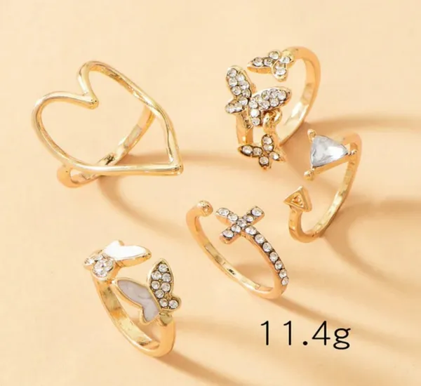 Gold_Alloy_Butterfly_Heart_Stackable_Adjustable_Ring_Set_For_Women_Pack_Of_5