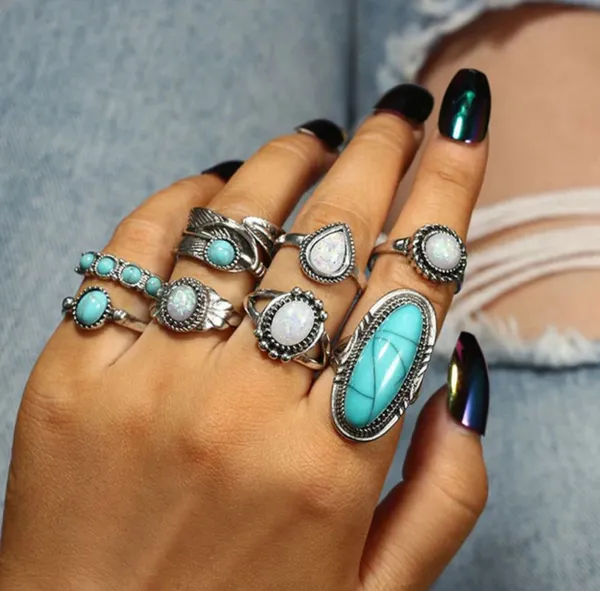 Turquoise_Brass_Oxidised_Stackable_Midi_Finger_Ring_Set_For_Women_Pack_Of_8