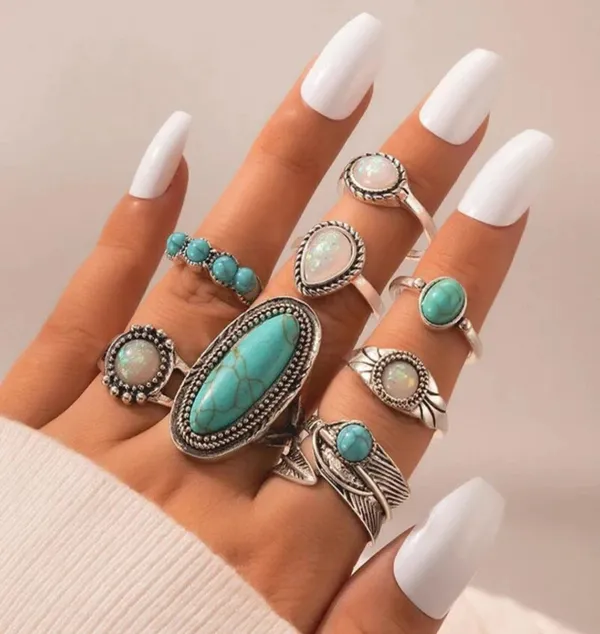 Turquoise_Brass_Oxidised_Stackable_Midi_Finger_Ring_Set_For_Women_Pack_Of_8