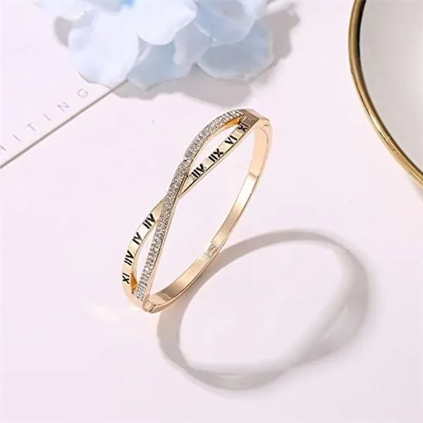 Gold_Stainless_Steel_Roman_Numeral_Crystal_Kada_Bracelet_For_Women