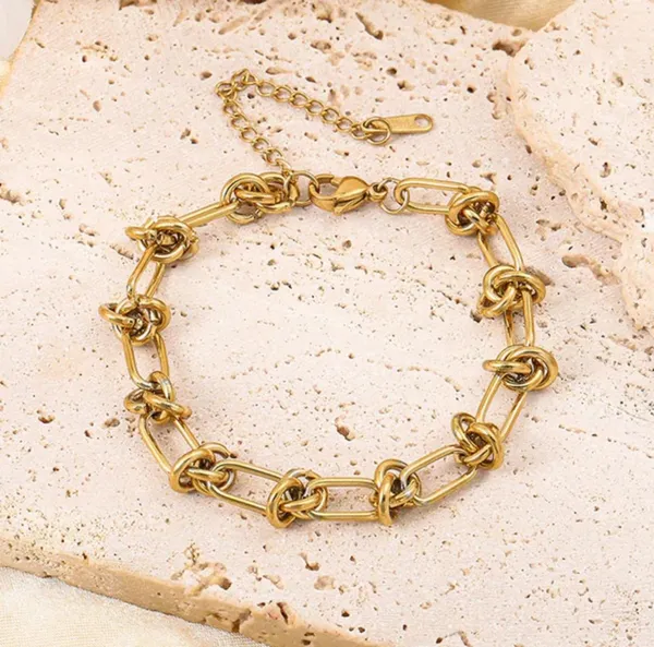 Gold_Stainless_Steel_Knot_Thorn_Link_Chain_Bracelet_For_Women