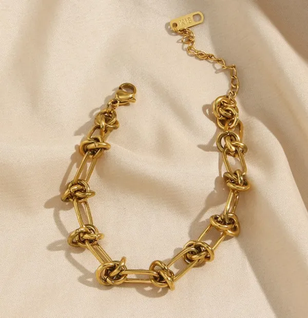 Gold_Stainless_Steel_Knot_Thorn_Link_Chain_Bracelet_For_Women