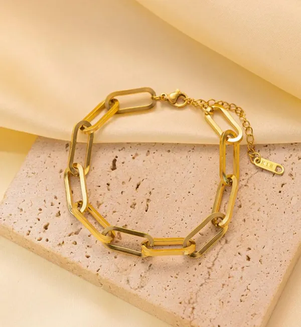 Gold_Stainless_Steel_Openable_Interlocked_Cuff_Bracelet_For_Women