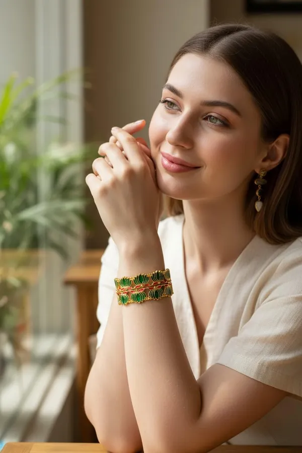 Gold_Brass_Enamel_Lotus_Design_Ethnic_Bangles_Set_For_Women_Pack_Of_2