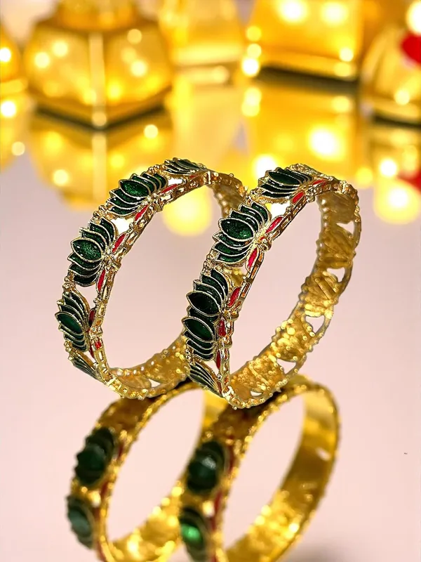 Gold_Brass_Enamel_Lotus_Design_Ethnic_Bangles_Set_For_Women_Pack_Of_2