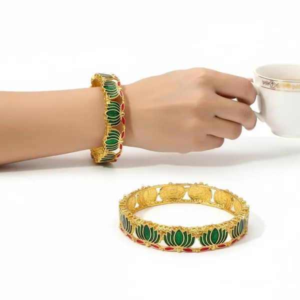 Gold_Brass_Enamel_Lotus_Design_Ethnic_Bangles_Set_For_Women_Pack_Of_2