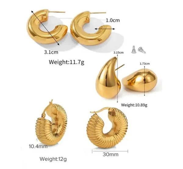 Gold_Silver_Brass_Chunky_Dome_Twisted_Hoop_Earrings_Set_For_Women_Pack_Of_2
