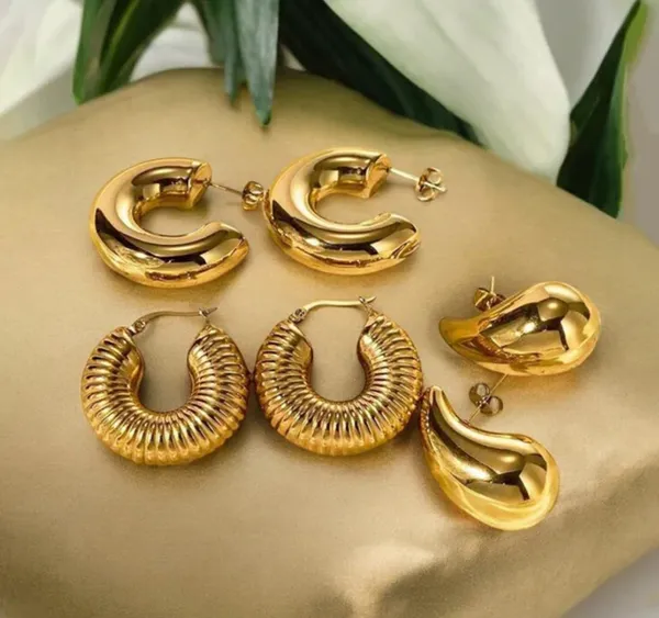 Gold_Silver_Brass_Chunky_Dome_Twisted_Hoop_Earrings_Set_For_Women_Pack_Of_2