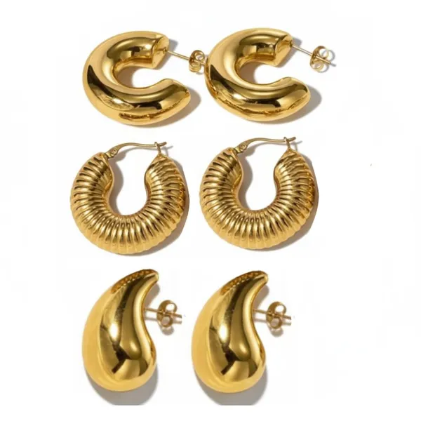 Gold_Silver_Brass_Chunky_Dome_Twisted_Hoop_Earrings_Set_For_Women_Pack_Of_2
