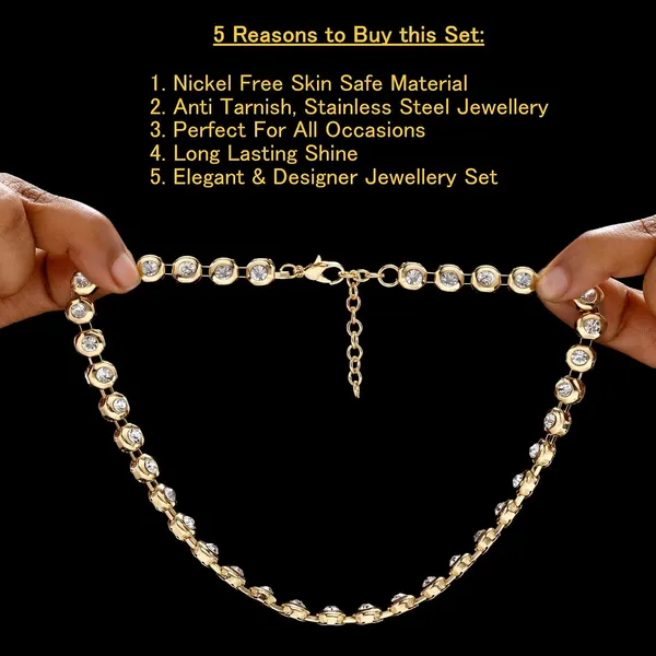 Gold_Cz_Crystal_Choker_Necklace__And__Earrings_Set_For_Women