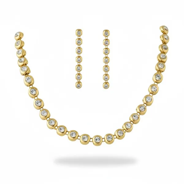 Gold_Cz_Crystal_Choker_Necklace__And__Earrings_Set_For_Women