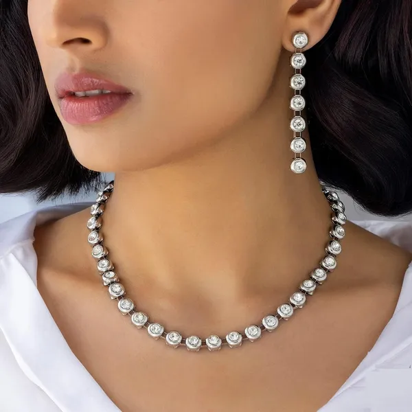 Silver_Stainless_Steel_Cz_Crystal_Bezel_Choker_Necklace_Set_For_Women