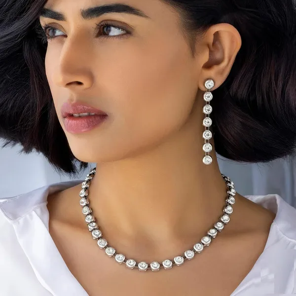 Silver_Stainless_Steel_Cz_Crystal_Bezel_Choker_Necklace_Set_For_Women