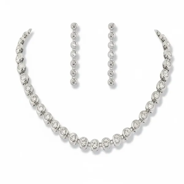 Silver_Stainless_Steel_Cz_Crystal_Bezel_Choker_Necklace_Set_For_Women
