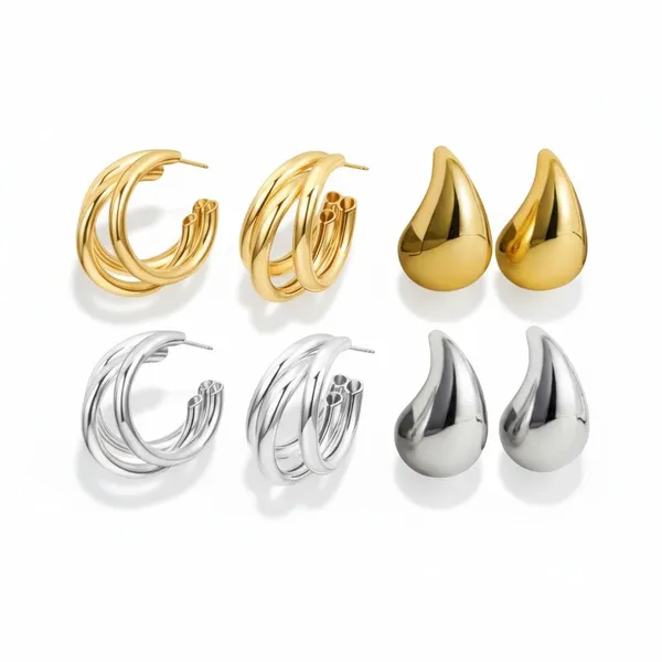 Silver_Stainless_Steel_Chunky_Twisted_Hoop_Earrings_Set_For_Women_Pack_Of_2