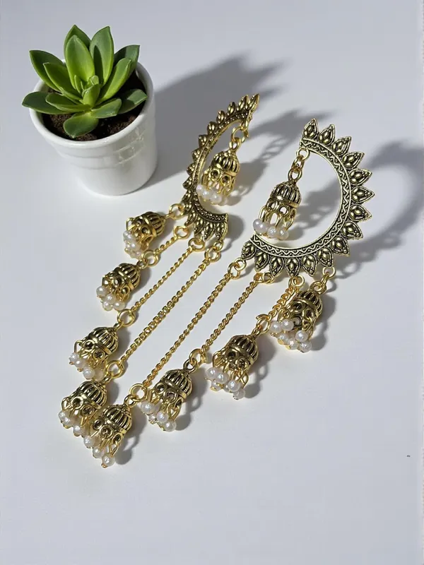 Gold_Alloy_Half_Moon_Chandbali_Jhumki_Chain_Earrings_For_Women