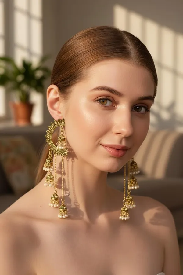 Gold_Alloy_Half_Moon_Chandbali_Jhumki_Chain_Earrings_For_Women
