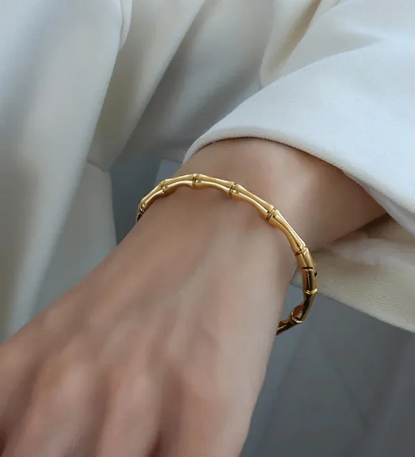 Gold_Stainless_Steel_AntiTarnish_Bamboo_Design_Bracelet_For_Women