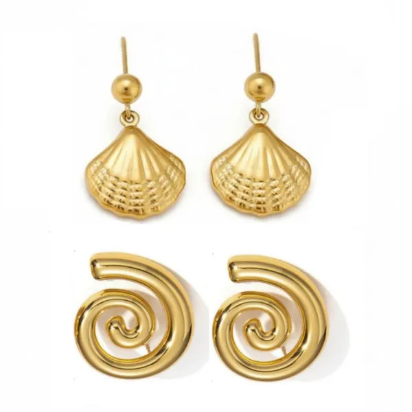 Gold_Stainless_Steel_Anti_Tarnish_Seashell_Spiral_Earrings_Combo_For_Women_Pack_Of_3