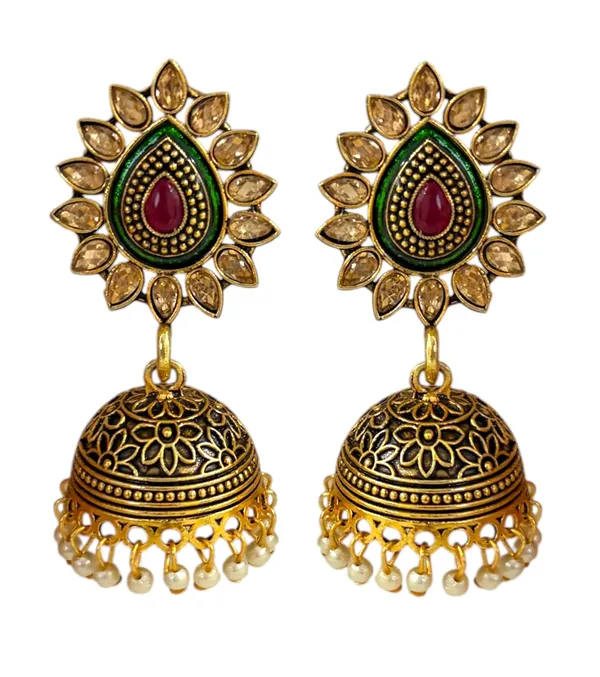 Gold_Brass_Temple_Pearl_Drop_Jhumka_Earrings_For_Women