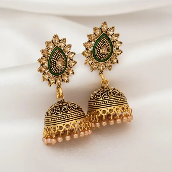 Gold_Brass_Temple_Pearl_Drop_Jhumka_Earrings_For_Women