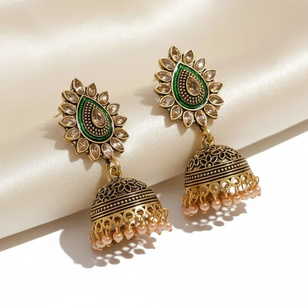 Gold_Brass_Temple_Pearl_Drop_Jhumka_Earrings_For_Women