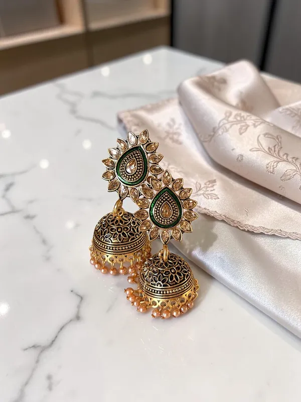Gold_Brass_Temple_Pearl_Drop_Jhumka_Earrings_For_Women