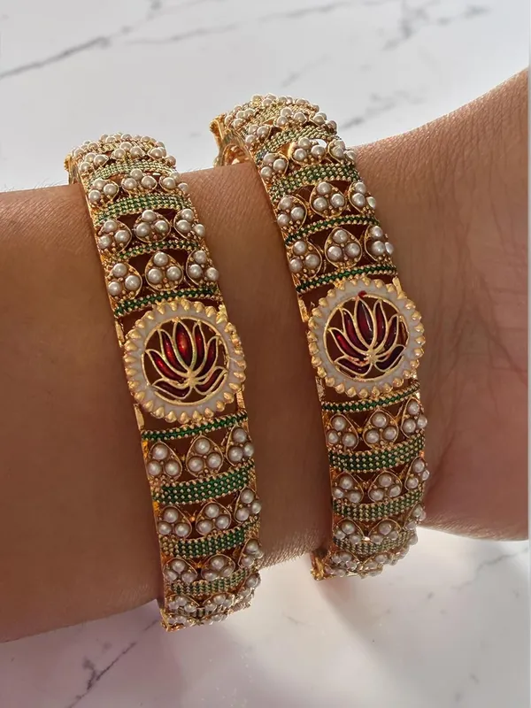 Gold_Alloy_Lotus_Pearl_Kundan_Kada_Bangles_Set_For_Women_Pack_Of_2