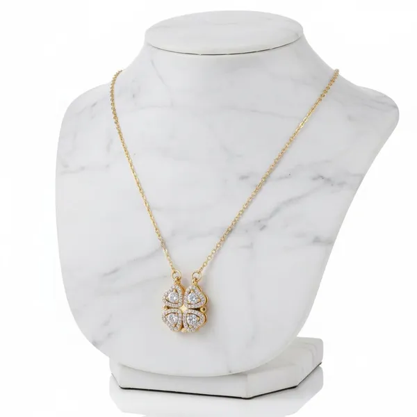 Silver_Stainless_Steel_FourLeaf_Clover_Heart_Pendant_Necklace_For_Women