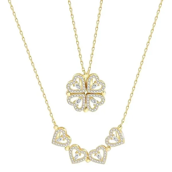 Silver_Stainless_Steel_FourLeaf_Clover_Heart_Pendant_Necklace_For_Women