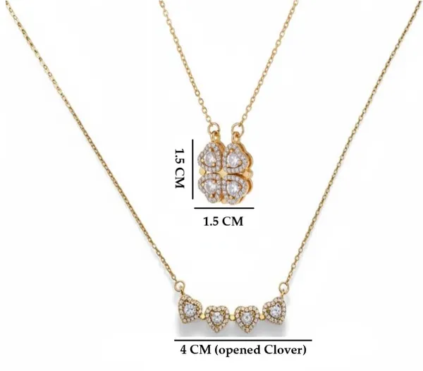 Silver_Stainless_Steel_FourLeaf_Clover_Heart_Pendant_Necklace_For_Women