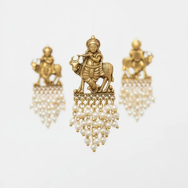 Gold_Brass_Temple_Pearl_Cluster_Stud_Earrings_For_Women