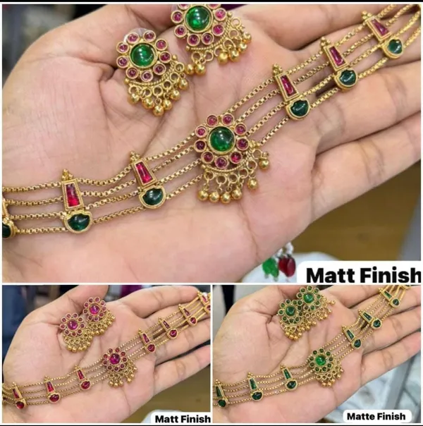 Gold_Brass_Red_Stone_South_Indian_Temple_Layered_Necklace_Set_For_Women