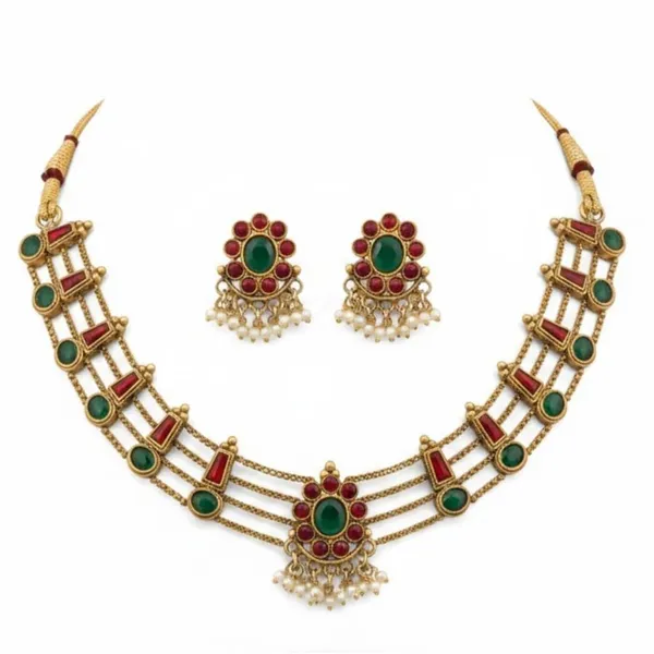 Gold_Brass_Stone_Layered_Temple_Necklace_Set_For_Women