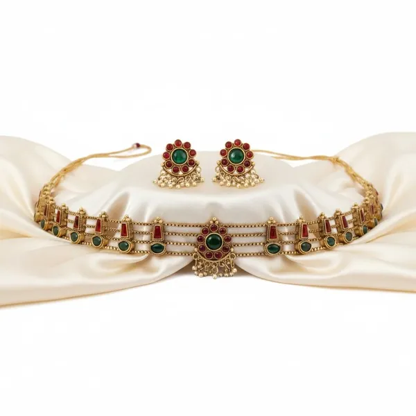Gold_Brass_Stone_Layered_Temple_Necklace_Set_For_Women