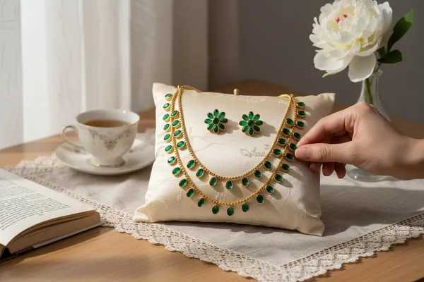Gold_Alloy_Green_Stone_Layered_Ethnic_Necklace_Set_For_Women