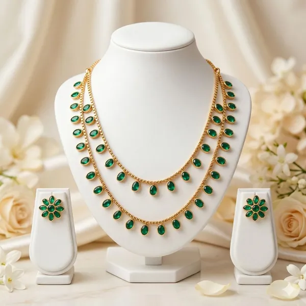 Gold_Alloy_Green_Stone_Layered_Ethnic_Necklace_Set_For_Women