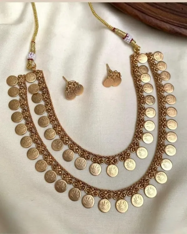 Gold_Brass_Antique_Kasu_Mala_Coin_Necklace_Set_For_Women