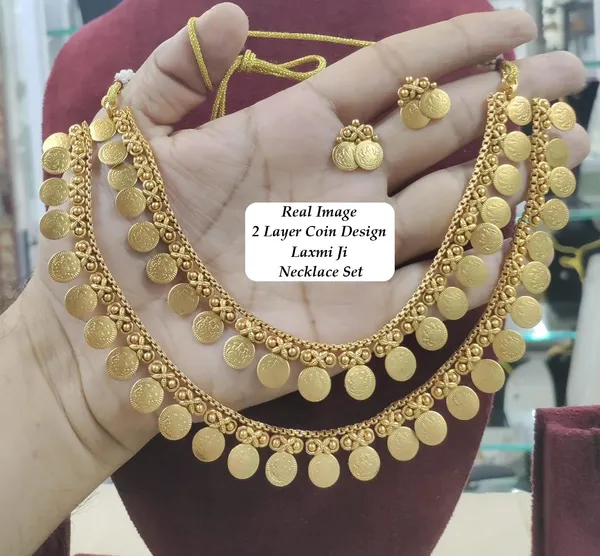 Gold_Brass_Antique_Kasu_Mala_Coin_Necklace_Set_For_Women