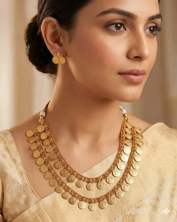 Gold_Brass_Antique_Kasu_Mala_Coin_Necklace_Set_For_Women