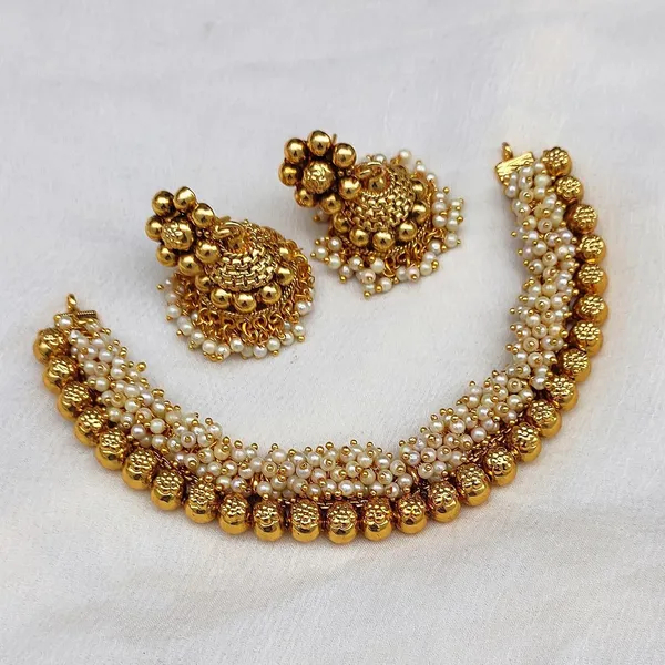 Gold_Brass_Antique_Pearl_Temple_Choker_Necklace_Set_For_Women