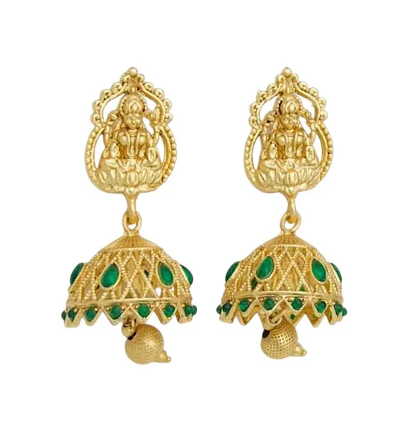 Gold_Brass_Temple_Laxmi_Motif_Jhumka_Earrings_For_Women