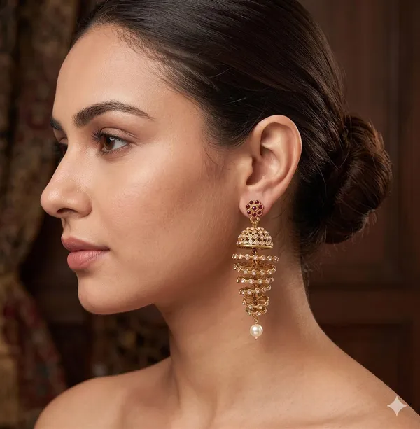 Gold_Brass_Spiral_Dome_Jhumka_Pearl_Drop_Earrings_For_Women