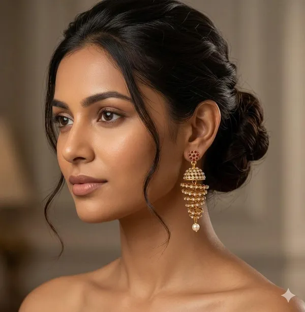 Gold_Brass_Spiral_Dome_Jhumka_Pearl_Drop_Earrings_For_Women