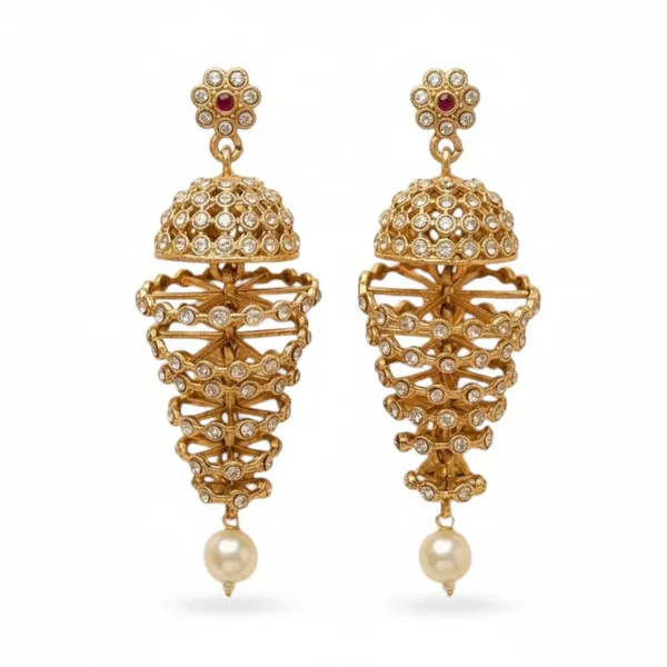 Gold_Brass_Spiral_Dome_Jhumka_Pearl_Drop_Earrings_For_Women