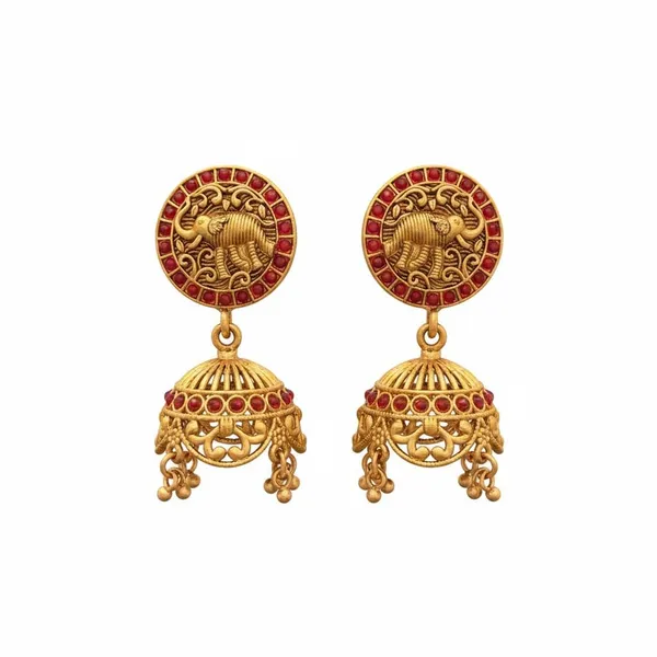 Gold_Brass_Temple_Elephant_Motif_Jhumka_Earrings_For_Women